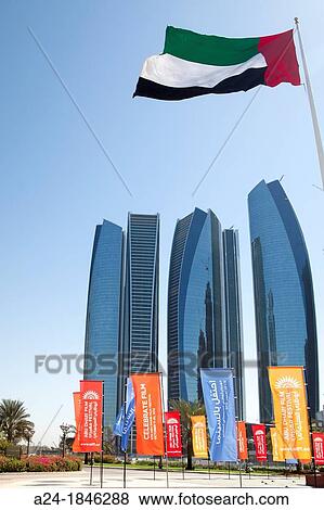 United Arab Emirates UAE, Abu Dhabi City, Etihad Towers in front of the Emirates Palace View Large Photo Image Stock Photo - United Arab Emirates UAE, Abu Dhabi City, Etihad Towers in front of the Emirates Palace. Fotosearch