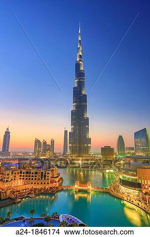 Picture - United Arab Emirates UAE, Dubai City, Down Town Dubai, Burj Khalifa Bldg. Fotosearch