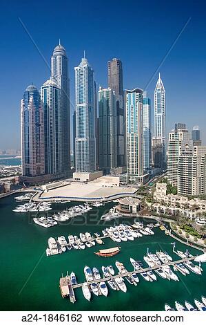 Stock Image - United Arab Emirates UAE, Dubai City, Dubai Marina. Fotosearch