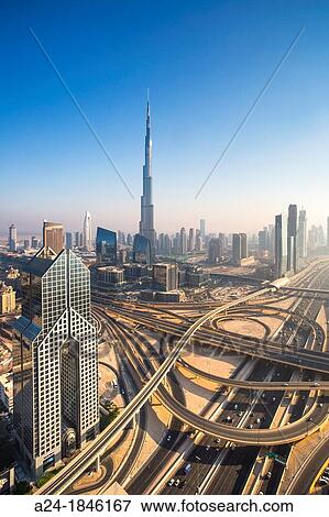 United Arab Emirates UAE, Dubai City, Sheikh Zayed Avenue View Large Photo Image Stock Photo - United Arab Emirates UAE, Dubai City, Sheikh Zayed Avenue. Fotosearch