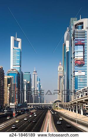 United Arab Emirates UAE, Dubai City, Sheikh Zayed Avenue View Large Photo Image Stock Photo - United Arab Emirates UAE, Dubai City, Sheikh Zayed Avenue. Fotosearch