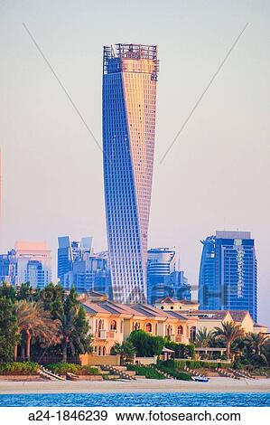 Stock Photo - United Arab Emirates UAE, Dubai City, Dubai Marina, Infinity Tower. Fotosearch