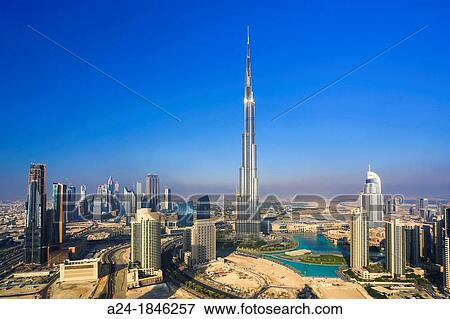 Stock Photo - United Arab Emirates UAE, Dubai City, Down Town Dubai, Burj Khalifa Bldg. Fotosearch