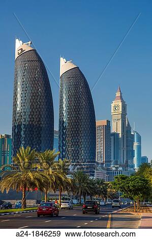 Stock Photo - United Arab Emirates UAE, Dubai City, Trade Center District. Fotosearch