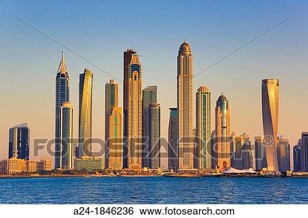 United Arab Emirates UAE, Dubai City, Dubai Marina Skyline View Large Photo Image Stock Photograph - United Arab Emirates UAE, Dubai City, Dubai Marina Skyline. Fotosearch
