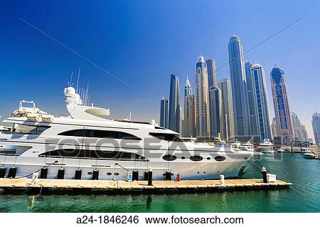 Stock Photograph - United Arab Emirates UAE, Dubai City, Dubai Marina Skyline. Fotosearch