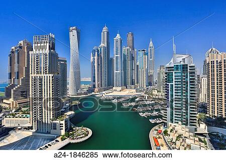 United Arab Emirates UAE, Dubai City, Dubai Marina View Large Photo Image Stock Photography - United Arab Emirates UAE, Dubai City, Dubai Marina. Fotosearch