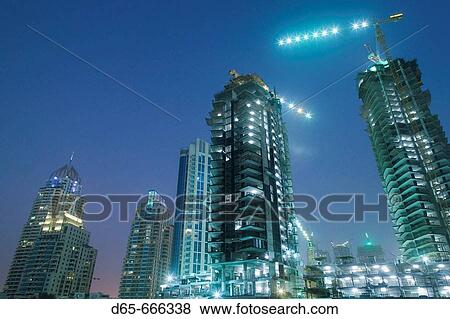 UNITED ARAB EMIRATES (UAE)-DUBAI-Dubai Marina: Highrises of the Dubai Marina / Evening View Large Photo Image Stock Photo - UNITED ARAB EMIRATES (UAE)-DUBAI-Dubai Marina: Highrises of the Dubai Marina / Evening. Fotosearch
