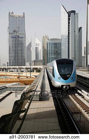 United Arab Emirates (UAE), Dubai, in the sky train (metro) View Large Photo Image Stock Image - United Arab Emirates (UAE), Dubai, in the sky train (metro). Fotosearch