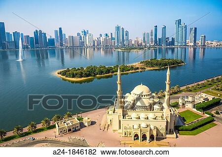 United Arab Emirates UAE, Sharjah City, Al Noor Mosque View Large Photo Image Stock Image - United Arab Emirates UAE, Sharjah City, Al Noor Mosque. Fotosearch