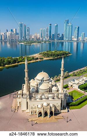 United Arab Emirates UAE, Sharjaj City, Al Noor Mosque View Large Photo Image Stock Photo - United Arab Emirates UAE, Sharjaj City, Al Noor Mosque. Fotosearch