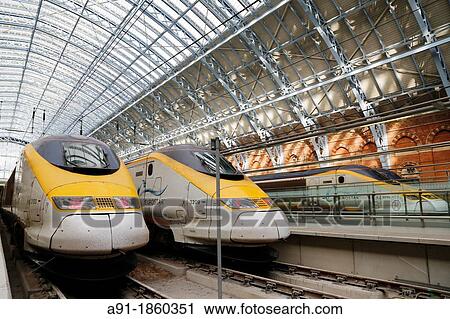 Stock Image - United Kingdom, city of London, Saint Pancras international eurostar railway station. Fotosearch