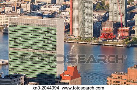United Nations Building, East River, view from Empire State Building, Manhattan, New York City, New York, USA. View Large Photo Image Picture - United Nations Building, East River, view from Empire State Building, Manhattan, New York City, New York, USA.. Fotosearch