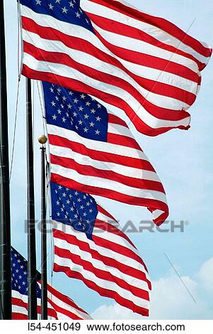 United State Flags fly in a breeze View Large Photo Image Stock Photo - United State Flags fly in a breeze. Fotosearch