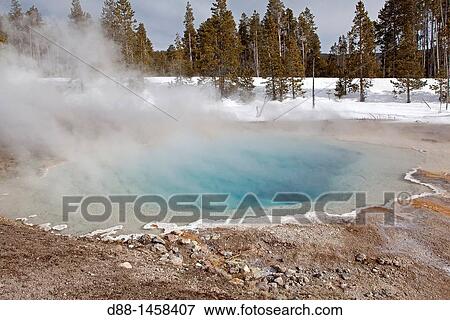 United states, Wyoming-Montana, Yellowstone National Park, landscape, geyser of the lower geyser basin or Fountain Paint Pots Geyser Basin View Large Photo Image Stock Photo - United states, Wyoming-Montana, Yellowstone National Park, landscape, geyser of the lower geyser basin or Fountain Paint Pots Geyser Basin. Fotosearch