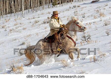 Stock Image - United States, Wyoming, Shell, The Hideout Guest Ranch, cow-boy, Boots. Fotosearch
