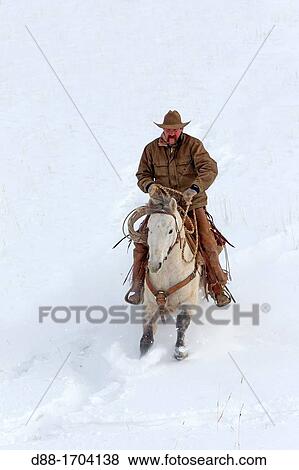 Stock Photo - United States, Wyoming, Shell, The Hideout Guest Ranch, cowboy. Fotosearch