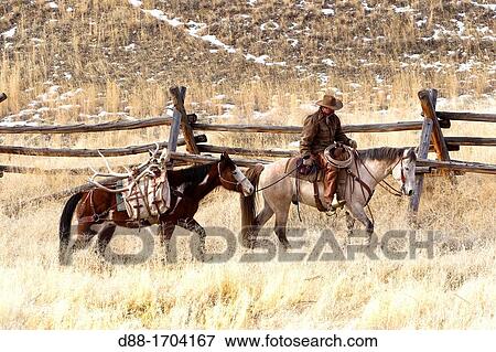 Stock Photo - United States, Wyoming, Shell, The Hideout Guest Ranch, cow-boy, Boots. Fotosearch