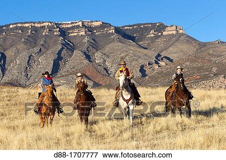 Stock Photo - United States, Wyoming, Shell, The Hideout Guest Ranch, cow-boy, Boots. Fotosearch