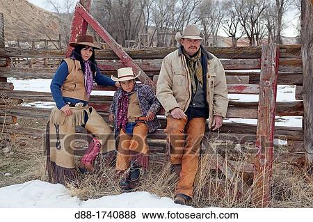 Stock Photo - United States, Wyoming, Shell, The Hideout Guest Ranch, cow-boys. Fotosearch