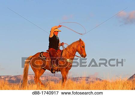 Stock Photo - United States, Wyoming, Shell, The Hideout Guest Ranch, cow-boy. Fotosearch