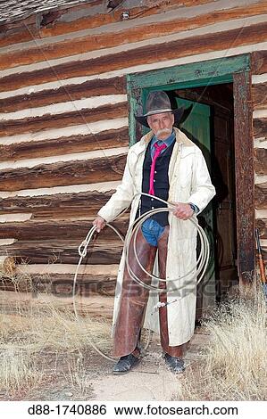 Stock Photograph - United States, Wyoming, Shell, The Hideout Guest Ranch, cowboy. Fotosearch