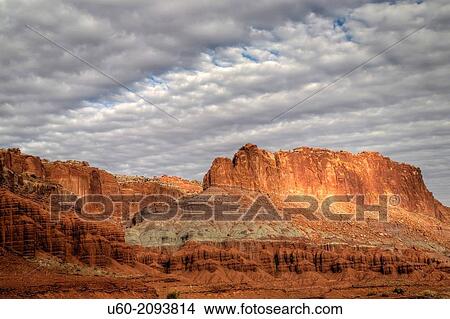 Unusual Skies and Rock Formations at Capital Reef National Park, Utah. View Large Photo Image Picture - Unusual Skies and Rock Formations at Capital Reef National Park, Utah.. Fotosearch