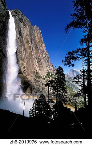 Upper Yosemite Falls and Half Dome, Yosemite Valley, Yosemite National Park, California USA. View Large Photo Image Stock Photograph - Upper Yosemite Falls and Half Dome, Yosemite Valley, Yosemite National Park, California USA.. Fotosearch