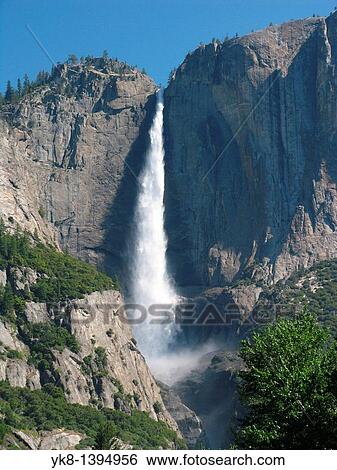 Stock Photograph - Upper Yosemite Waterfall, Yosemite Nat`l Park, Sierra Nevada Mountains, California, USA. Fotosearch