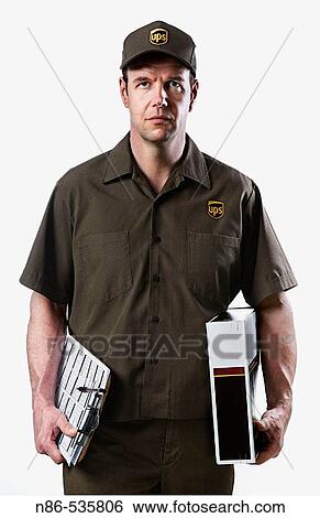 UPS delivery man View Large Photo Image Stock Photograph - UPS delivery man. Fotosearch