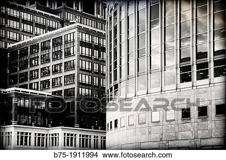 urban architecture of modern office building with big windows in Canary Wharf, London, England, UK View Large Photo Image Picture - urban architecture of modern office building with big windows in Canary Wharf, London, England, UK. Fotosearch