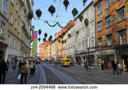 Urban landscape of the Herrengasse in Graz in Austria View Large Photo Image Stock Photo - Urban landscape of the Herrengasse in Graz in Austria. Fotosearch