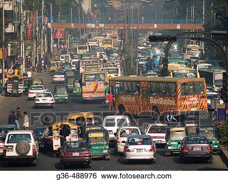 Urban traffic in the heart of Dhaka, Bangladesh View Large Photo Image Stock Photograph - Urban traffic in the heart of Dhaka, Bangladesh. Fotosearch