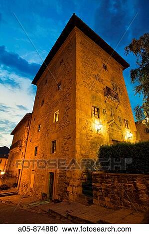 Stock Image - Ureta de Llanteno tower-house, Ayala, Arceniega. Alava, Basque Country, Spain. Fotosearch