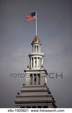 US Flag on the Ferry Building tower, San Francisco, California, United States of America, USA View Large Photo Image Stock Image - US Flag on the Ferry Building tower, San Francisco, California, United States of America, USA. Fotosearch