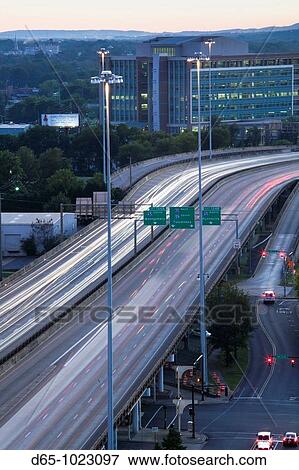 USA, Alabama, Birmingham, high angle view of Rt 20/59, dusk View Large Photo Image Stock Photo - USA, Alabama, Birmingham, high angle view of Rt 20/59, dusk. Fotosearch