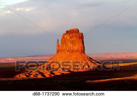 USA, Arizona, Monument Valley Tribal Park, Navajo Indian reservation, desert scenery, West Mitten Butte. View Large Photo Image Stock Image - USA, Arizona, Monument Valley Tribal Park, Navajo Indian reservation, desert scenery, West Mitten Butte.. Fotosearch