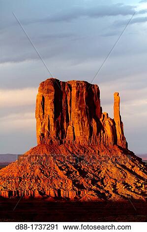 USA, Arizona, Monument Valley Tribal Park, Navajo Indian reservation, desert scenery, West Mitten Butte. View Large Photo Image Stock Image - USA, Arizona, Monument Valley Tribal Park, Navajo Indian reservation, desert scenery, West Mitten Butte.. Fotosearch