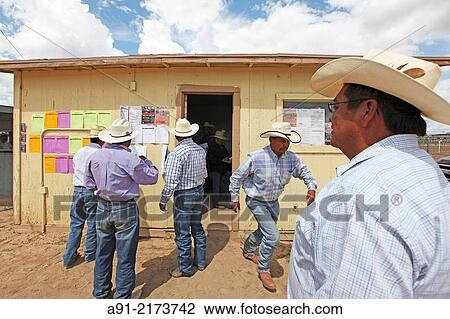 Stock Image - USA, Arizona, Navajo reservation, Window Rock the capital during the annual september fair, rodeo. Fotosearch