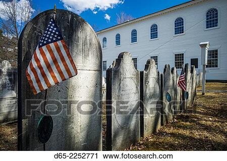USA, Bennington, Old First Church Burying Ground, gravestones with US flag. View Large Photo Image Stock Image - USA, Bennington, Old First Church Burying Ground, gravestones with US flag.. Fotosearch