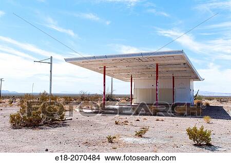 USA, California, Chambless. The remains of an old gas station in an abandoned town on the side of little used portion of Route 66, in the Mojave Desert. View Large Photo Image Picture - USA, California, Chambless. The remains of an old gas station in an abandoned town on the side of little used portion of Route 66, in the Mojave Desert.. Fotosearch