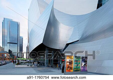 Picture - USA, California, city of Los Angeles, downtown, Walt Disney Concert Hall, architect Frank Gehry.. Fotosearch