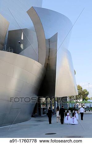 Stock Photo - USA, California, city of Los Angeles, downtown, Walt Disney Concert Hall, architect Franck Gehry. Fotosearch