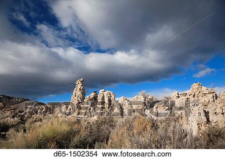Picture - USA, California, Eastern Sierra Nevada Area, Lee Vining, Mono Lake, tufa stone formation. Fotosearch