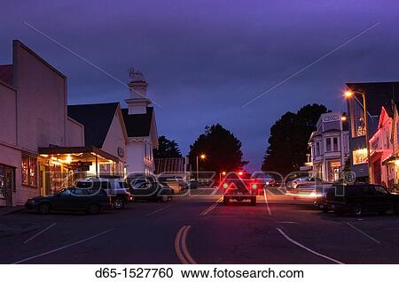 USA, California, Northern California, North Coast, Mendocino, Lansing Street, evening View Large Photo Image Stock Image - USA, California, Northern California, North Coast, Mendocino, Lansing Street, evening. Fotosearch