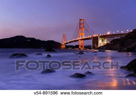 Stock Photograph - Usa, California, San Francisco, Baker's Beach and Golden Gate Bridge. Fotosearch