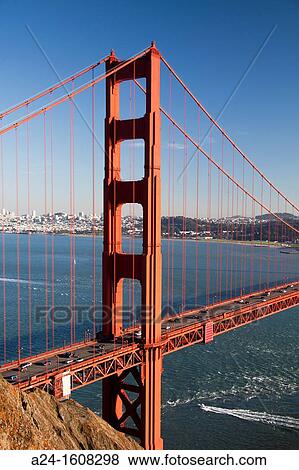Stock Photo - USA-California-San Francisco City-The Golden Gate Bridge and downtown San Francisco. Fotosearch