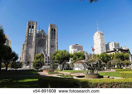 Usa, California, San Francisco, Grace Cathedral View Large Photo Image Stock Photo - Usa, California, San Francisco, Grace Cathedral. Fotosearch