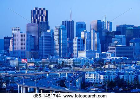 USA, California, San Francisco, Potrero Hill, view of downtown and I-280 highway, dusk View Large Photo Image Picture - USA, California, San Francisco, Potrero Hill, view of downtown and I-280 highway, dusk. Fotosearch