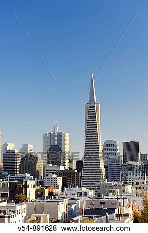 Stock Photo - Usa, California, San Francisco, Downtown Skyline and Transamerican Pyramid. Fotosearch